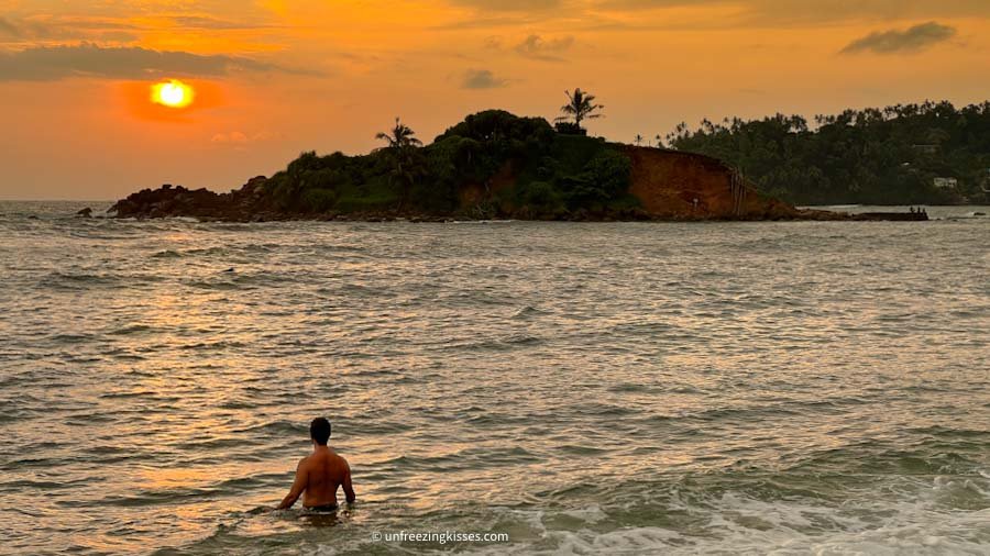 Sunset and the Parrot Rock in Mirissa