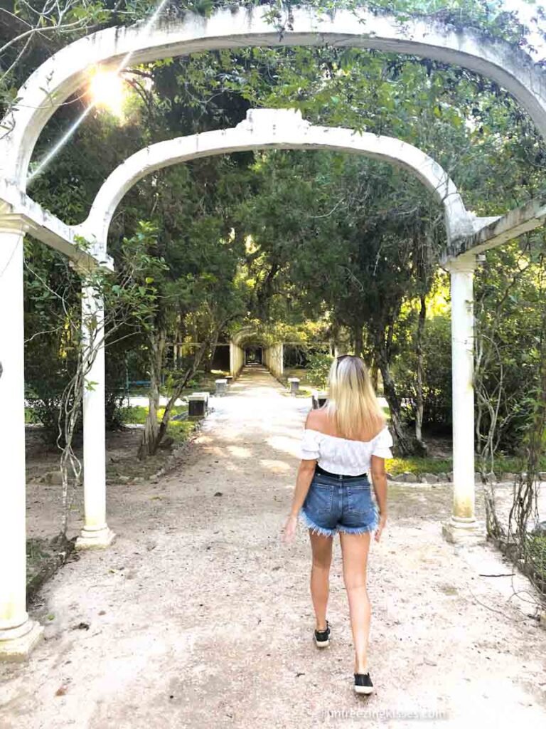 Woman walking in Jardim Botanico Rio de Janeiro Brazil