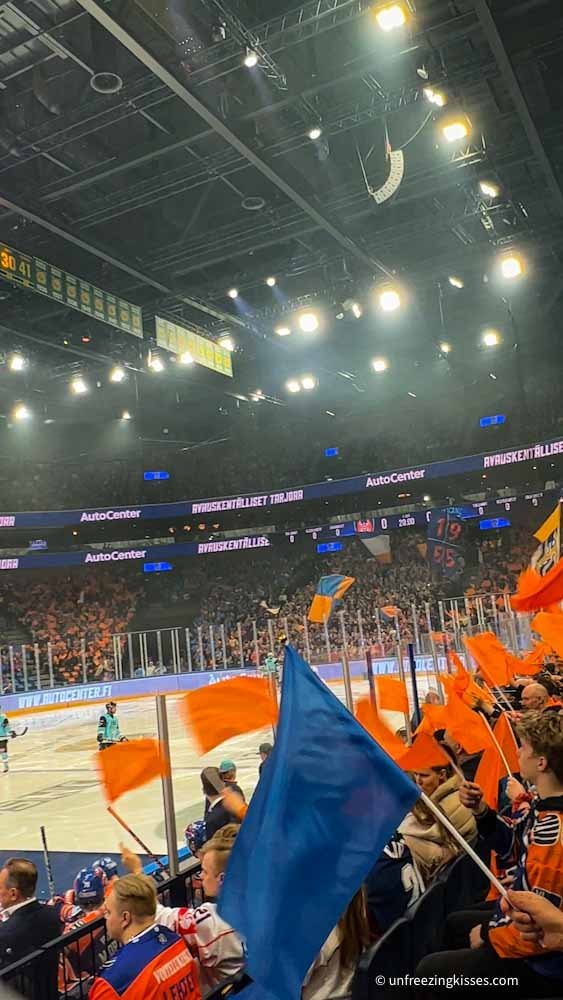 Ice hockey game in Nokia Arena in Tampere, Finland