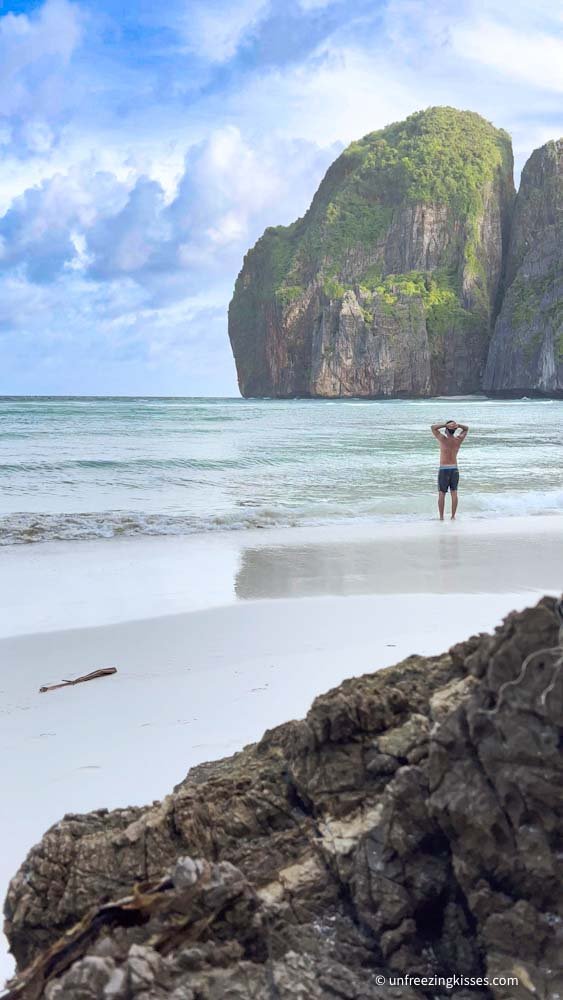 Man at The Beach Maya Bay in Phi Phi Islands Thailand