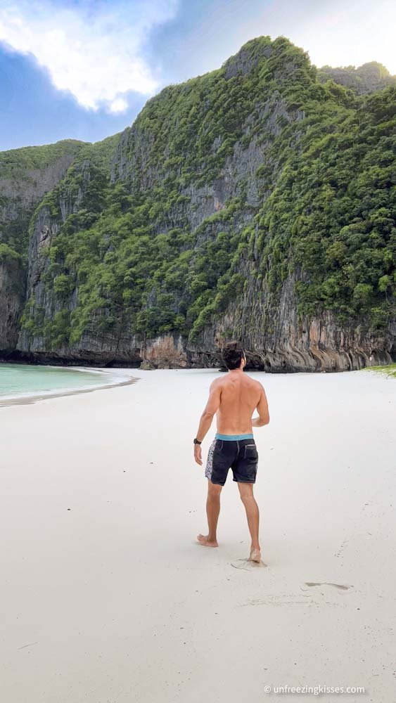 Man at The Beach Maya Bay in Phi Phi Islands Thailand