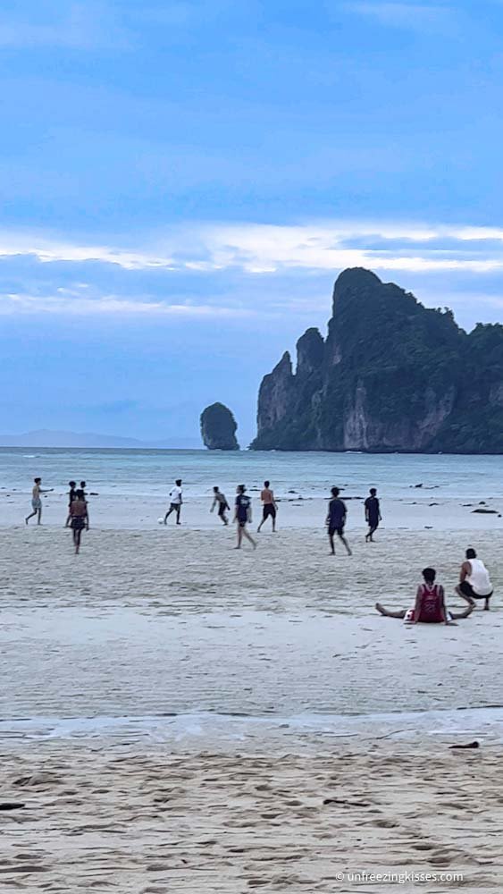 Local's football game in Phi Phi Island Thailand