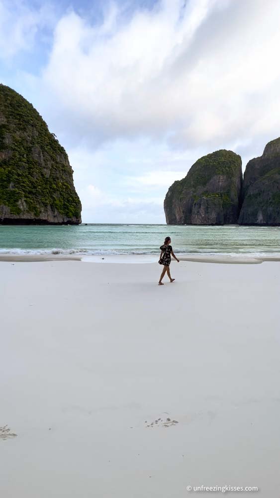 A woman at The Beach Maya Bay in Phi Phi Islands Thailand