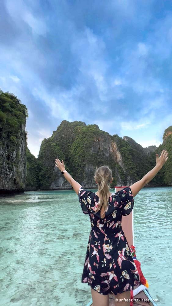 Woman and The Pileh Lagoon in Phi Phi Islands Thailand