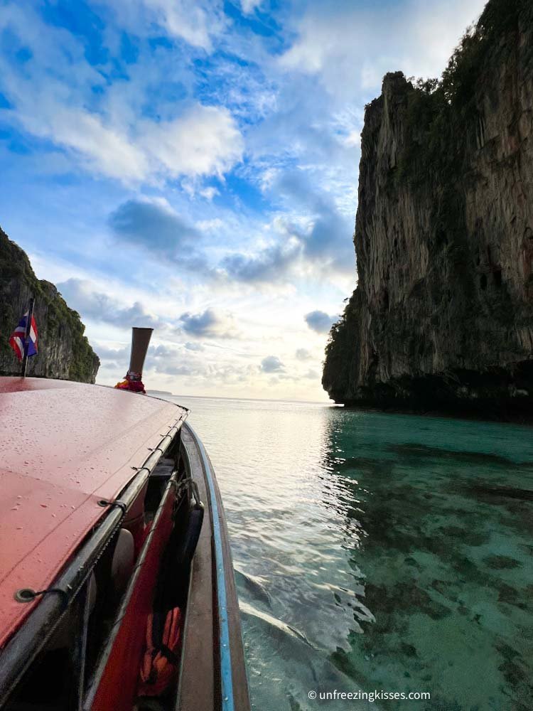 A boat at the Pileh Lagoon in Phi Phi Islands Thailand