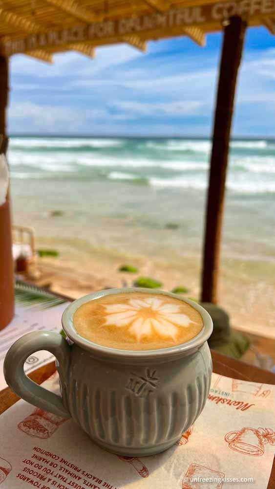 Cappuccino at beach side restaurant in Ahangama Sri Lanka