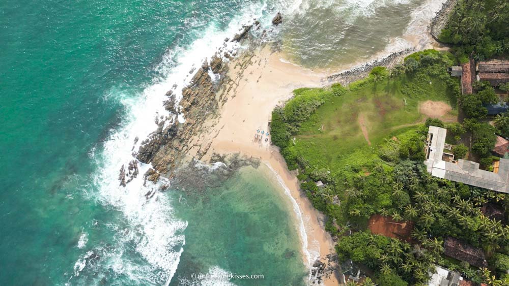 Drone shot of Turtle point Dickwella Sri Lanka