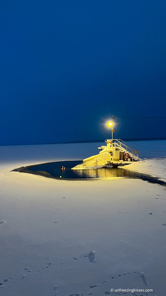 Ice swimming in Rauhaniemi Tampere Finland in winter