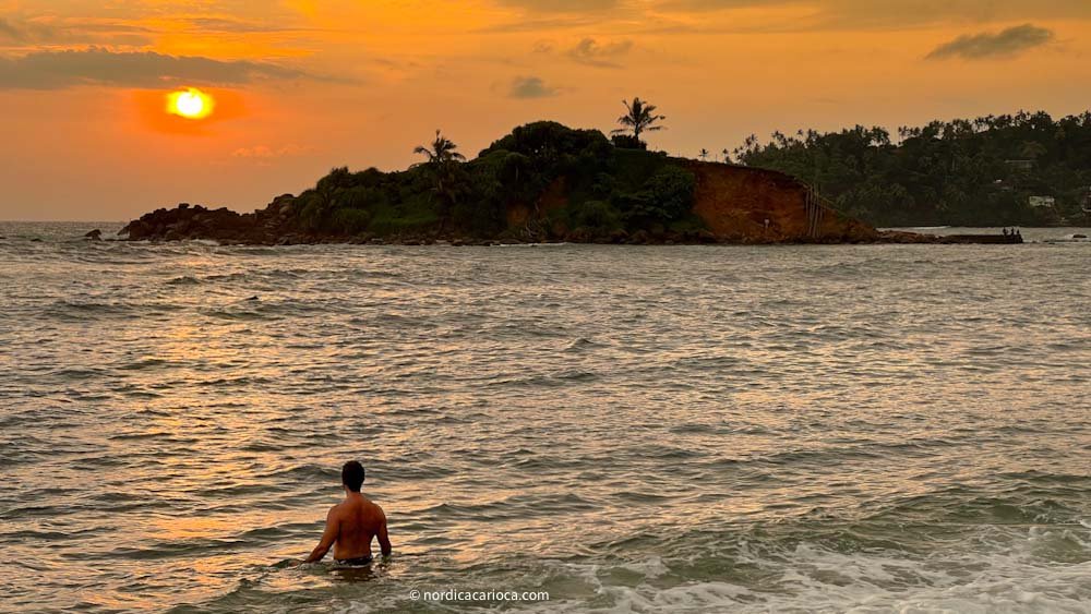 Parrot rock in Mirissa during the sunset