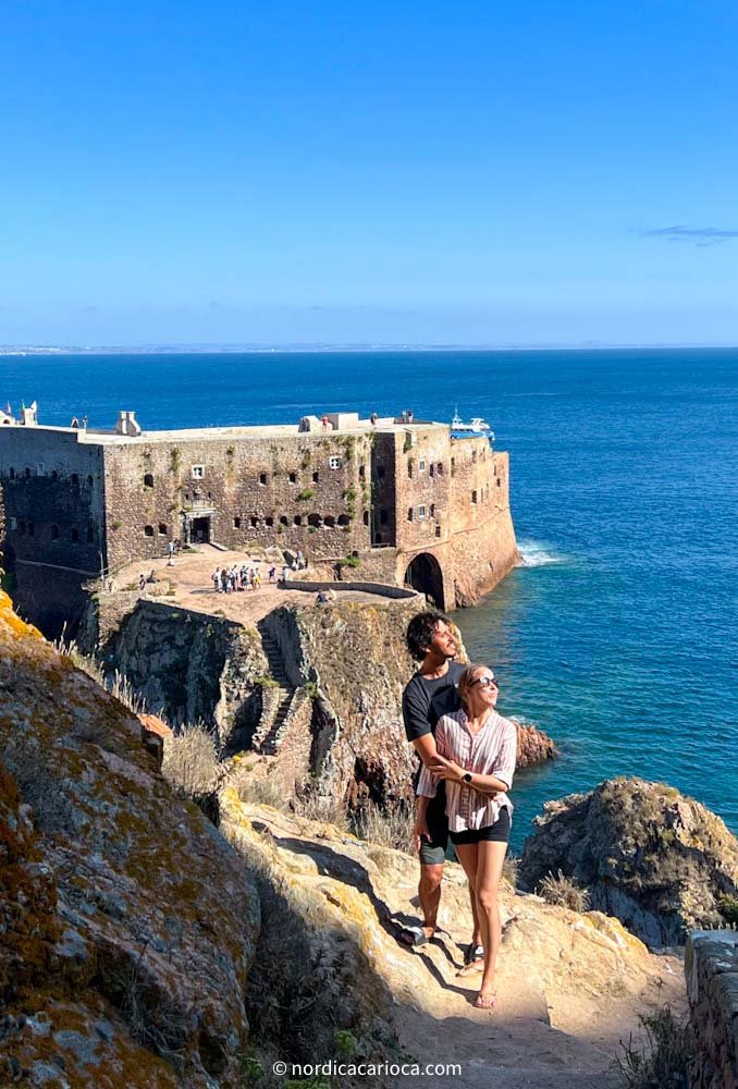 Couple on a day trip on Berlenga island in Peniche, Portugal