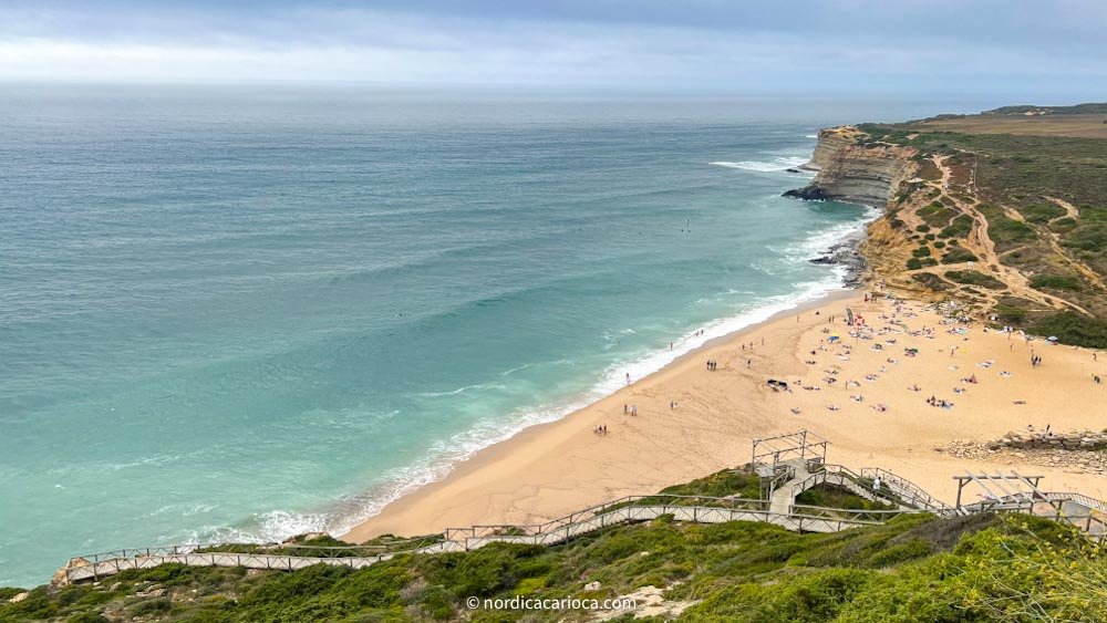 Road trip from Lisbon to Porto: Beautiful cliff view of Ericeira beach Portugal