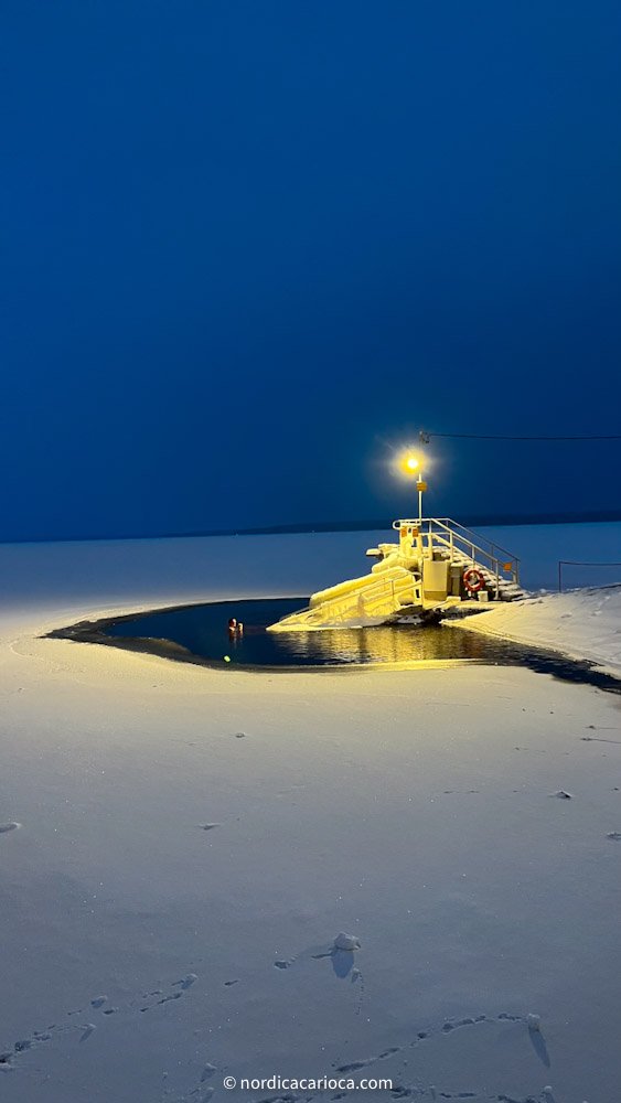 Cold exposure in frozen lake in Tampere Finland